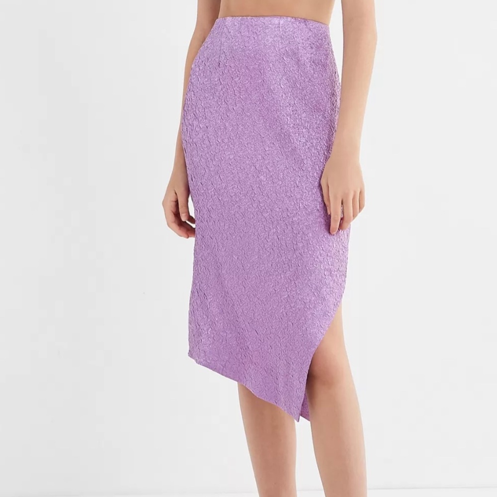 UO Crinkle Asymmetrical Midi Skirt in Orchid Purple Women’s M